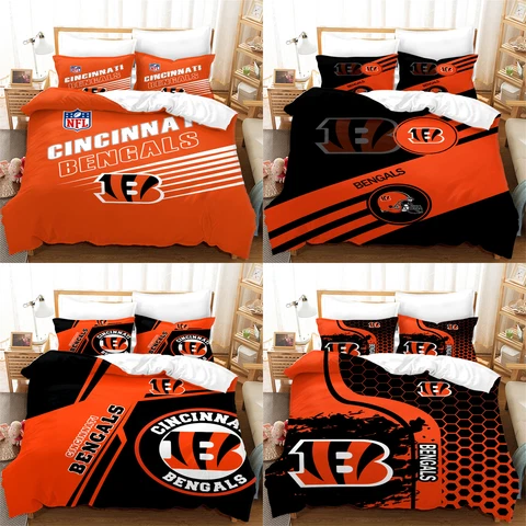 Cincinnati Bengals 3PCS Bedding Sets Cotton Blend Soft Pillowcases Quilt Cover Cover