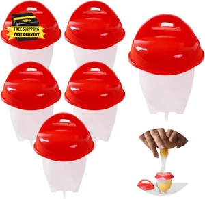 6 Pcs Egg Cooker, Silicone Non-Stick Egg Boiler, No Shell Egg Cook Cups, Fast Po - Picture 1 of 7