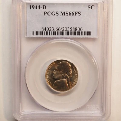 1944 *D* JEFFERSON SILVER NICKEL  PCGS MS66FS  **NICE COIN**FREE SHIPPING* G1152 - Image 1 of 4