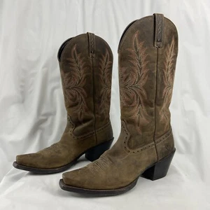 Bota occidental Ariat Heritage punta corta punta de ala para mujer talla 11B cuero marrón - Imagen 1 de 12