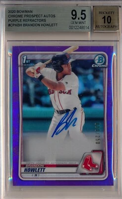 BRANDON HOWLETT > 2020 Bowman Chrome PURPLE REFRACTOR RC AUTO /250 BGS 9.5 GEM - Image 1 of 2
