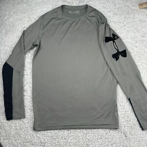 Under Armour Shirt Mens XL Gray Compression Fitted Long Sleeve Performance Logo