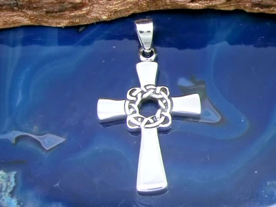 Bellissima Ciondolo Croce 925 Argento Sterling Nodo Celico Celti - Immagine 1 di 2