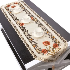 Table Runner Lace Embroidered Tablecloth Decoration Ornament Oval Parts - Picture 1 of 20