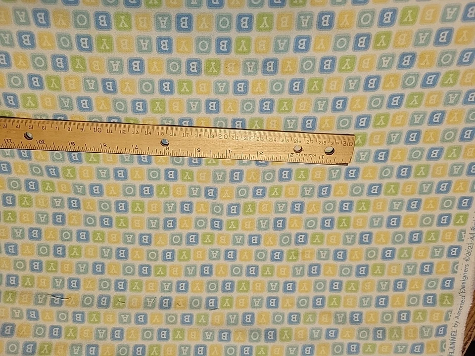 2 Yards Riley Blake Multicolored Baby Boy Flannel Fabric - Image 1 of 1