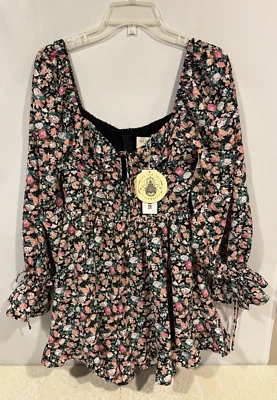URBAN OUTFITTERS поцелуй небо цветочный длинным рукавом Детский комбинезон размер S черный/мульти новый с этикетками - Изображение 1 из 4