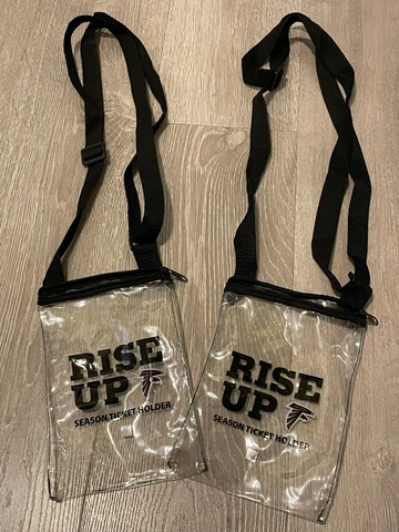 Lot of 2 Atlanta Falcons Season Ticket Holder Rise Up Zip Bags w straps NFL gift Cover