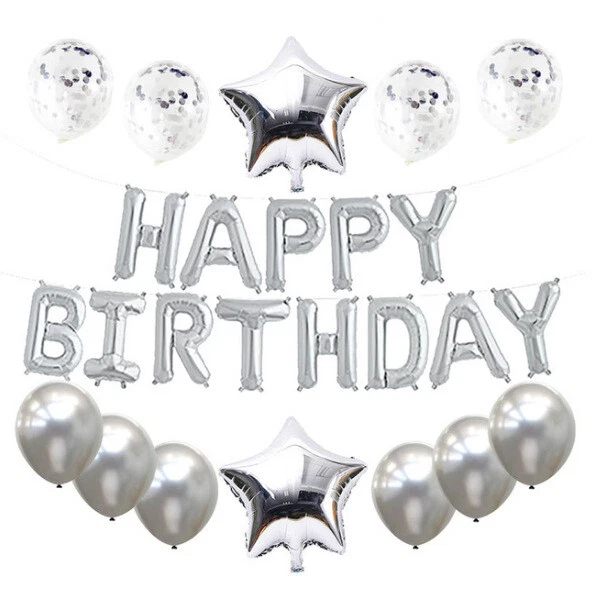 Happy Birthday Self Inflating Foil Balloons Lettering Banner With Ribbon US Stoc - Image 1 of 1