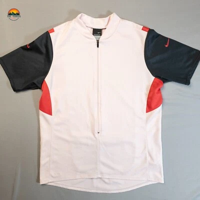 Camiseta deportiva de ciclismo Nike blanca 1/4 cremallera manga corta unisex adultos talla grande 12-14 Foto 1 de 4