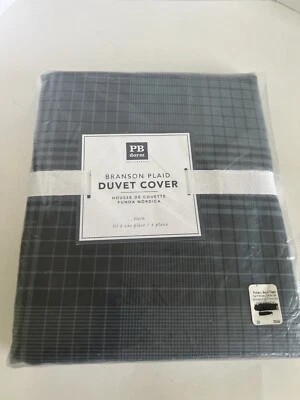Pottery Barn Dorm Branson Plaid Twin Duvet Blue/Gray New - Image 1 of 2