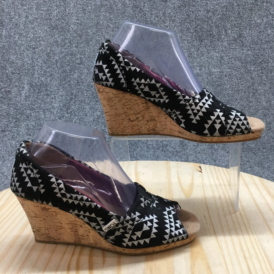 Zapatos de tacón Toms para mujer 8 Reina tribales punta abierta informales sin cordones cuña cómodos Foto 1 de 4