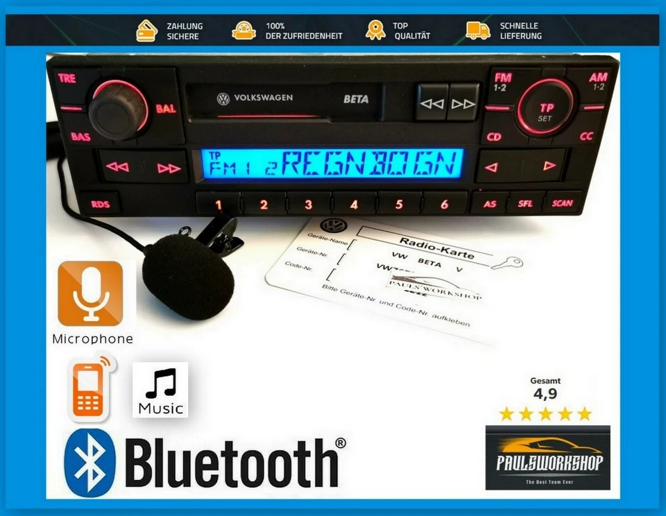 Radio Beta V Integrierte Bluetooth + MIC Freisprecheinrichtung Alpha Gamma VW - Bild 1 von 1