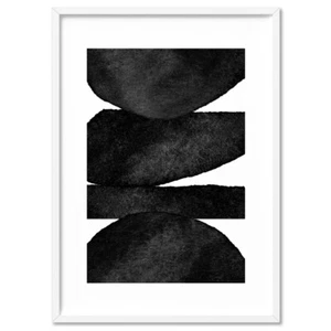 Abstract Black & White Shapes Print. Watercolor Poster of Organic Shapes |ABA-31 - Picture 1 of 10