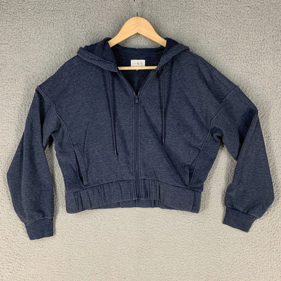 Chaqueta Lou & Grey Mujer Pequeña Recortada Cremallera Completa Con Capucha Terry Tejido Azul Foto 1 de 4