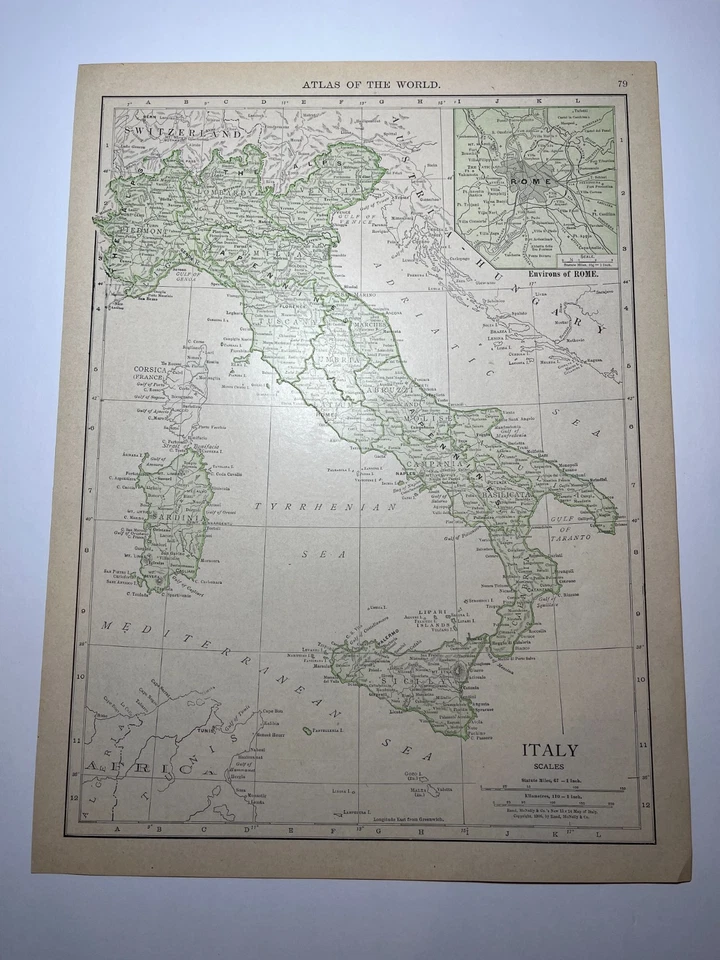 Mapa "Verde" de ITALIA 1906 fm 1912 Nuevo Atlas Censo VER DESCRIPCIÓN Foto 1 de 3