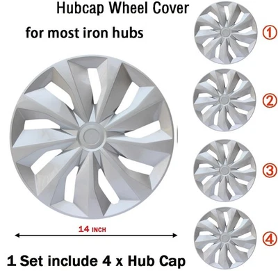 14"ABS Silver wheel rim cover protecting the hub for 1992-2002 Mitsubishi Mirage - Image 1 of 4