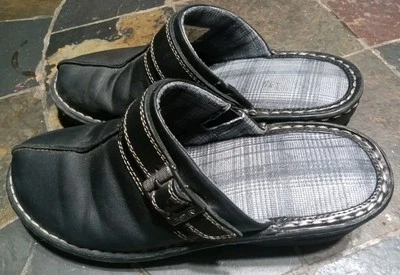 Eastland MAE Zuecos Cuero Cuña Mujer Talla 9 M Tacón Abierto Hebilla Zapatos Cómodos Foto 1 de 4