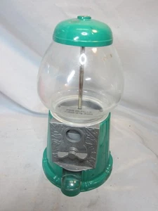 11 Inch Green Vintage Gumball Machine Bank Metal Base Glass Globe - Picture 1 of 3