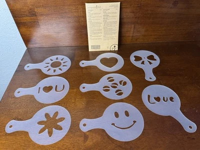 Pampered Chef Coffee Stencils Set Of 8 Brand New For Sprinkling Cinnamon On Foam - Image 1 of 2