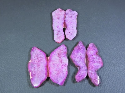 Lote de 3 pares de piedras preciosas sueltas cabujón emparejado ágata druzy rebanada teñida 251 quilates s87 Foto 1 de 4