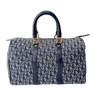 DIOR Trotter Boston Navy Oblique Tweed Shoulder Bag - Picture 1 of 20