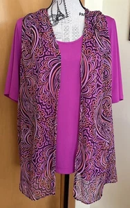 Bob Mackie XL Wearable Art 2-teiliges Set pink & schwarz Oberteil mit leichtem Streichholzbezug QVC - Bild 1 von 7