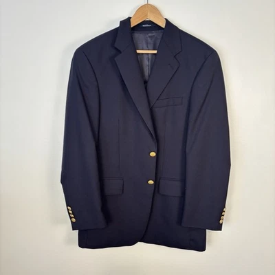 VTG Chaps Ralph Lauren 39R Gold Crest Button Navy 100% Wool Blazer Sports Coat - Image 1 of 4