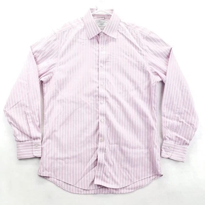 Camisa de vestir Charles Tyrwhitt para hombre 16/34 rosa blanco a rayas sin hierro calce ajustado Foto 1 de 4
