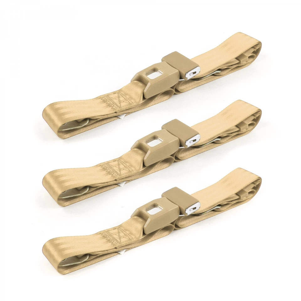 Ford Fairlane 1960 - 1961 Standard 2pt Tan Lap Bench Seat Belt Kit - 3 Belts - Image 1 of 4