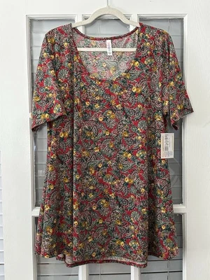 NUEVO CON ETIQUETAS Camiseta Lularoe Mujer XL Perfecta Floral Multicolor Manga Corta Foto 1 de 4