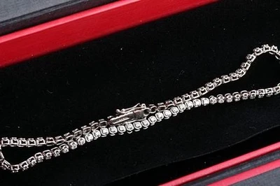 Diamond " Tennis " 0,76ct Bracelet 585 14K White Gold Length 20cm# Foto 1 de 4