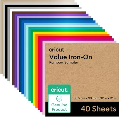 Cricut® Value Iron-On Rainbow Sampler - 12 in X 12 in (40 Ct) HTV BRAND NEW - Image 1 of 4