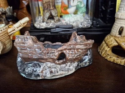 老式旧水族箱鱼碗华丽 7 英寸沉没陶瓷沉船船 — 第 1/4 张图片