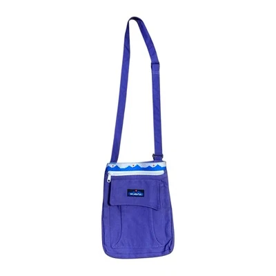 Kavu Canvas Keeper Crossbody Bag Purse Purple Adjustable Strap Mountain Trim - Image 1 of 4
