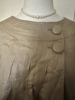 Vintage Spiegel  Holiday Top- 6 - Gold, Solid, 100% linen, Lined, Swing - Image 1 of 4