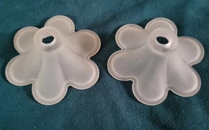 2 Murano Art Glass Frosted White Flower Chandalier Light Fixture Shades Pendants - Picture 1 of 8
