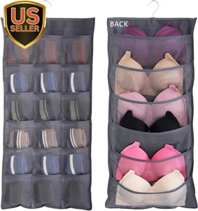 Hanging Mesh Pockets Dual-Sided Closet Organizer for Underwear,Bra,Socks,Acce... - Picture 1 of 1