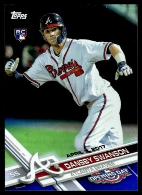 2017 Topps Opening Day BLUE FOIL RC Dansby Swanson Rookie Atlanta Braves #195 - Image 1 of 2
