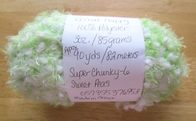 Bernat Happy Super Chunky Yarn ~ Sweet Peas (Lime Green & White) 3 oz. ~ No Band - Image 1 of 4