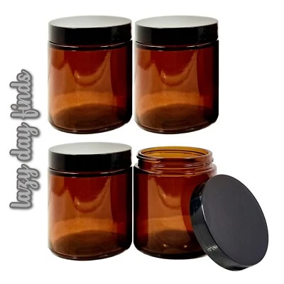 Juego de 4 frascos de vidrio ámbar de 4 oz con tapa recta incluido Foto 1 de 4