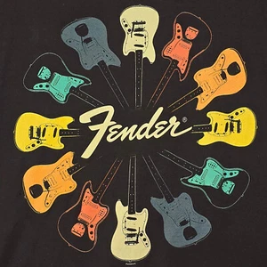 FENDER Guitar Shirt MENS Extra Large XL Black STRAT Stratocaster Telecaster  NWT - Picture 1 of 10