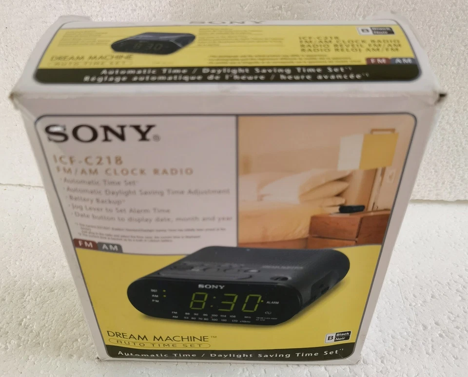 Alarm Clock Sony ICF-C218 Automatic Time Set Clock Radio Black - Image 1 of 3