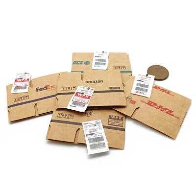 Juego de 5 piezas de cajas de cartón miniatura Express para casa de muñecas modelo hágalo usted mismo 1:6 Foto 1 de 3