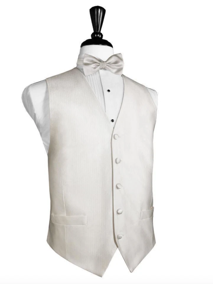 Ivory Silk Faille Tuxedo Vest and Tie - Image 1 of 1