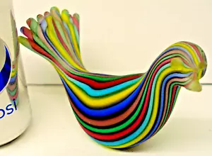 MCM FRATELLI TOSO MURANO ITALIANO ARCOBALENO ARTE VETRO FILIGRANA NASTRO ORGOGLIO UCCELLINO! - Foto 1 di 12