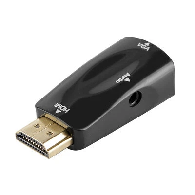 HDMI Male to VGA Female Converter 3.5mm Audio Output 1080P Monitor Adapter Plug - Image 1 of 4