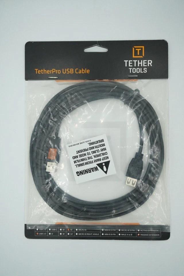 TETHERTOOLS TetherPro USB 2.0 male to female passive extension 15' - Black - Image 1 of 1