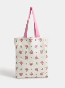 New Tags M&S  Percy Pig Tote Shopping Bag Reusable Cotton Present Gift Flower - Picture 1 of 3