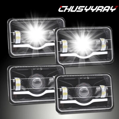 4PCS DOT 4X6" LED Headlights Hi-Lo Beam For Cadillac Fleetwood DeVille 1975-1986 - Image 1 of 4