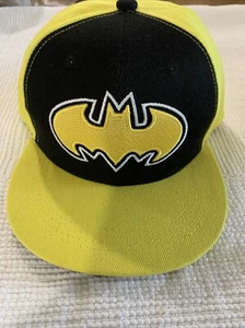 BATMAN Embroidered Six Flags DC Comics Snapback Hat Cap Yellow Black Adjustable - Picture 1 of 7